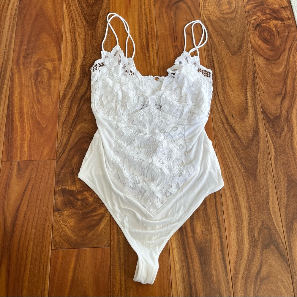 Free People Intimately Adella Bodysuit White Lace Medium
